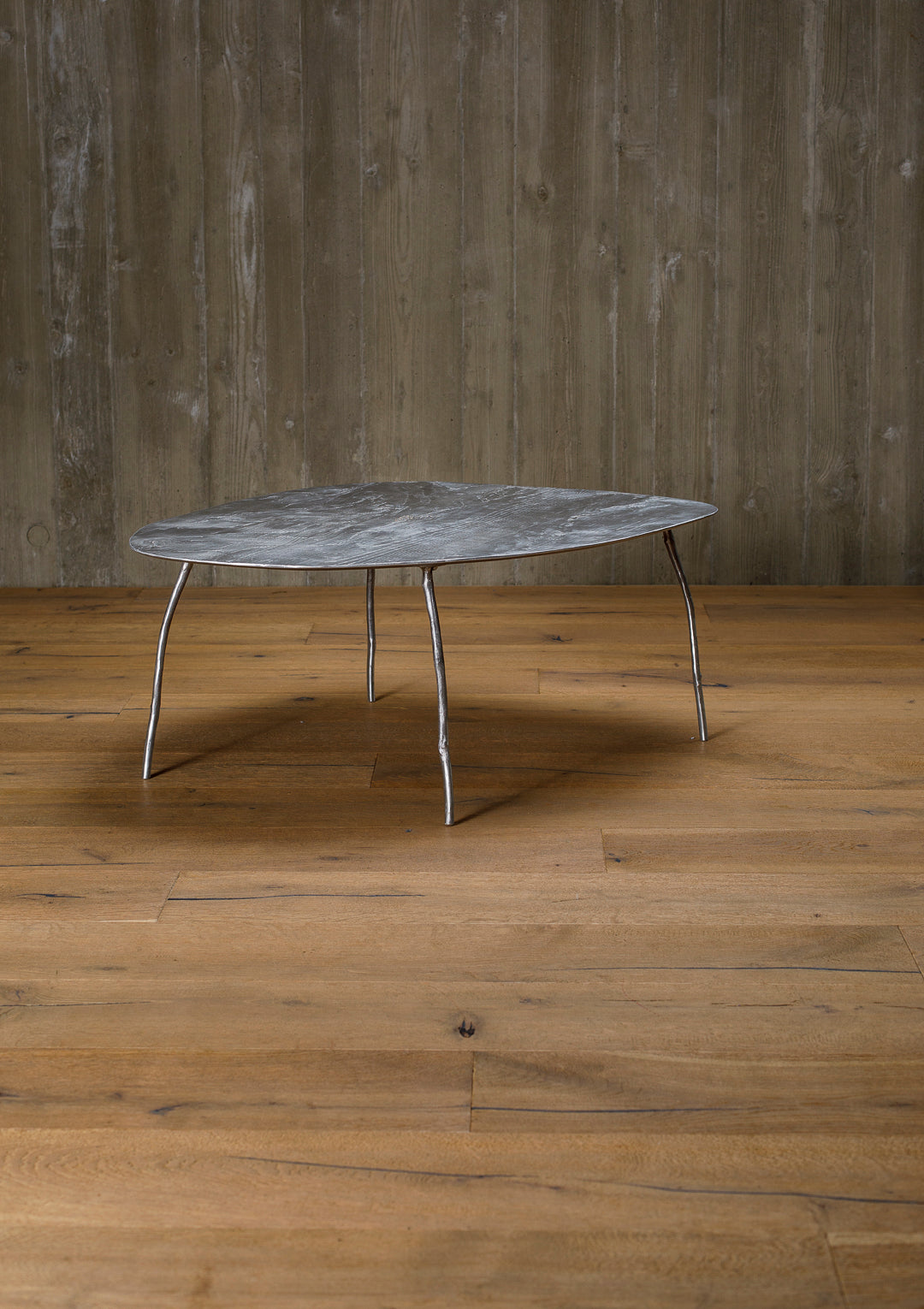 organic coffee table, leaf, aluminium