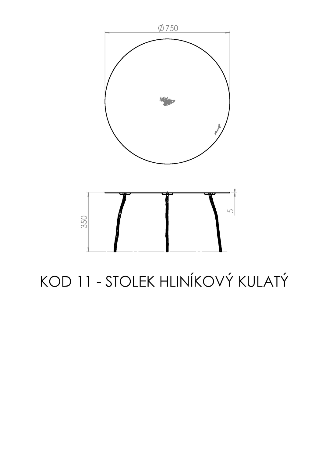 aluminium coffee table, round